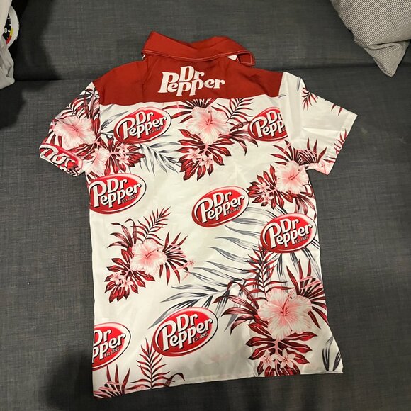 Dr. Pepper Button Up Hawaiian Shirt Size M Like New - Picture 3 of 5
